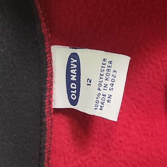 Old Navy Red & Black Fleece Pullover Longsleeve Top, Size 12 - Picture 7 of 7